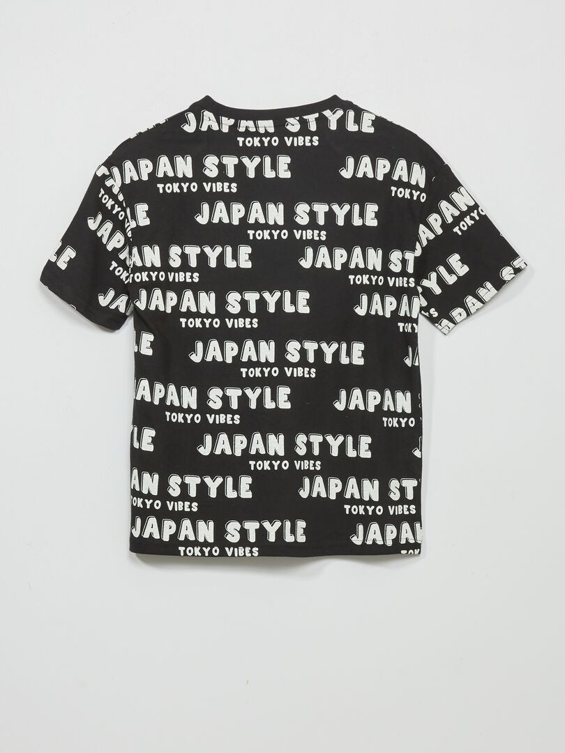 Koszulka z nadrukiem „Japonia” – CZARNY