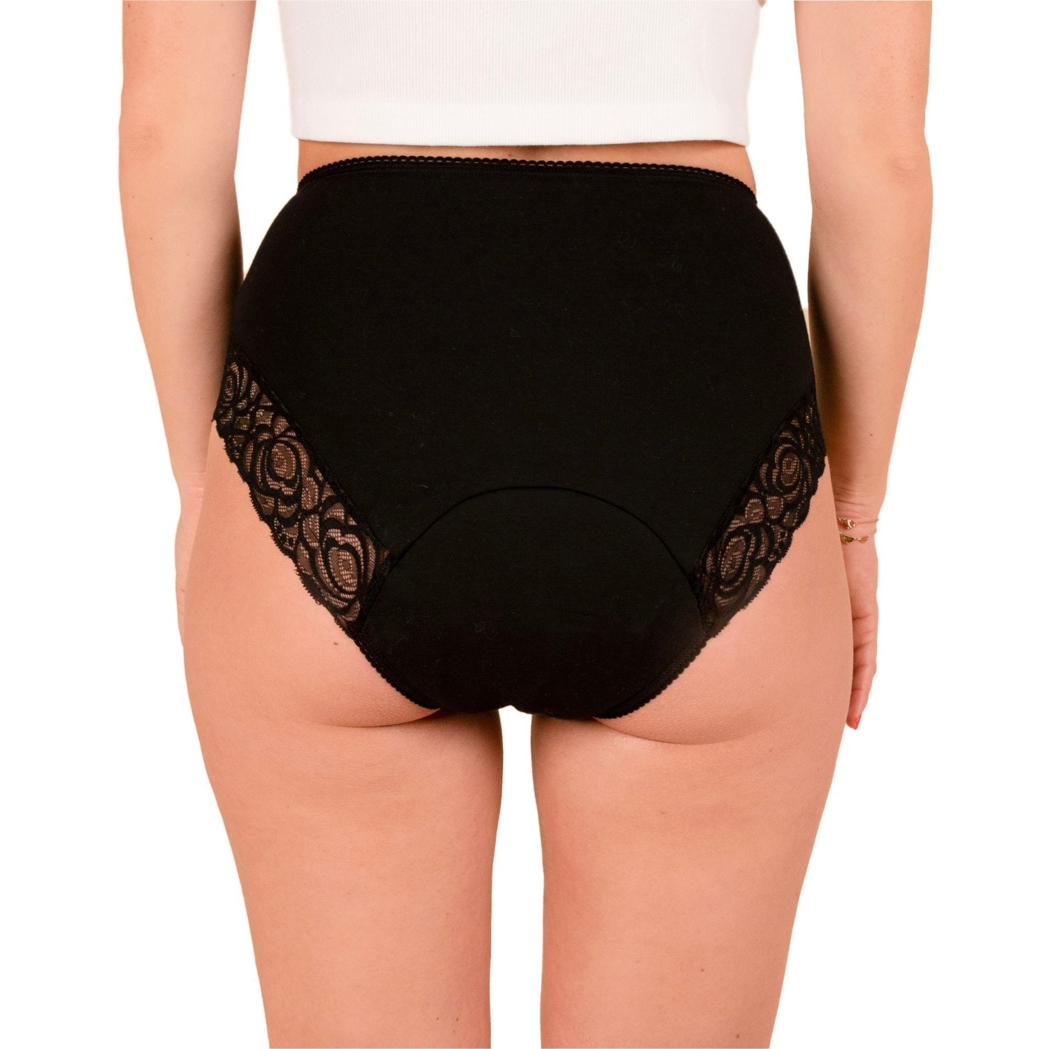 jho Culotte menstruelle noire taille haute flux abondants