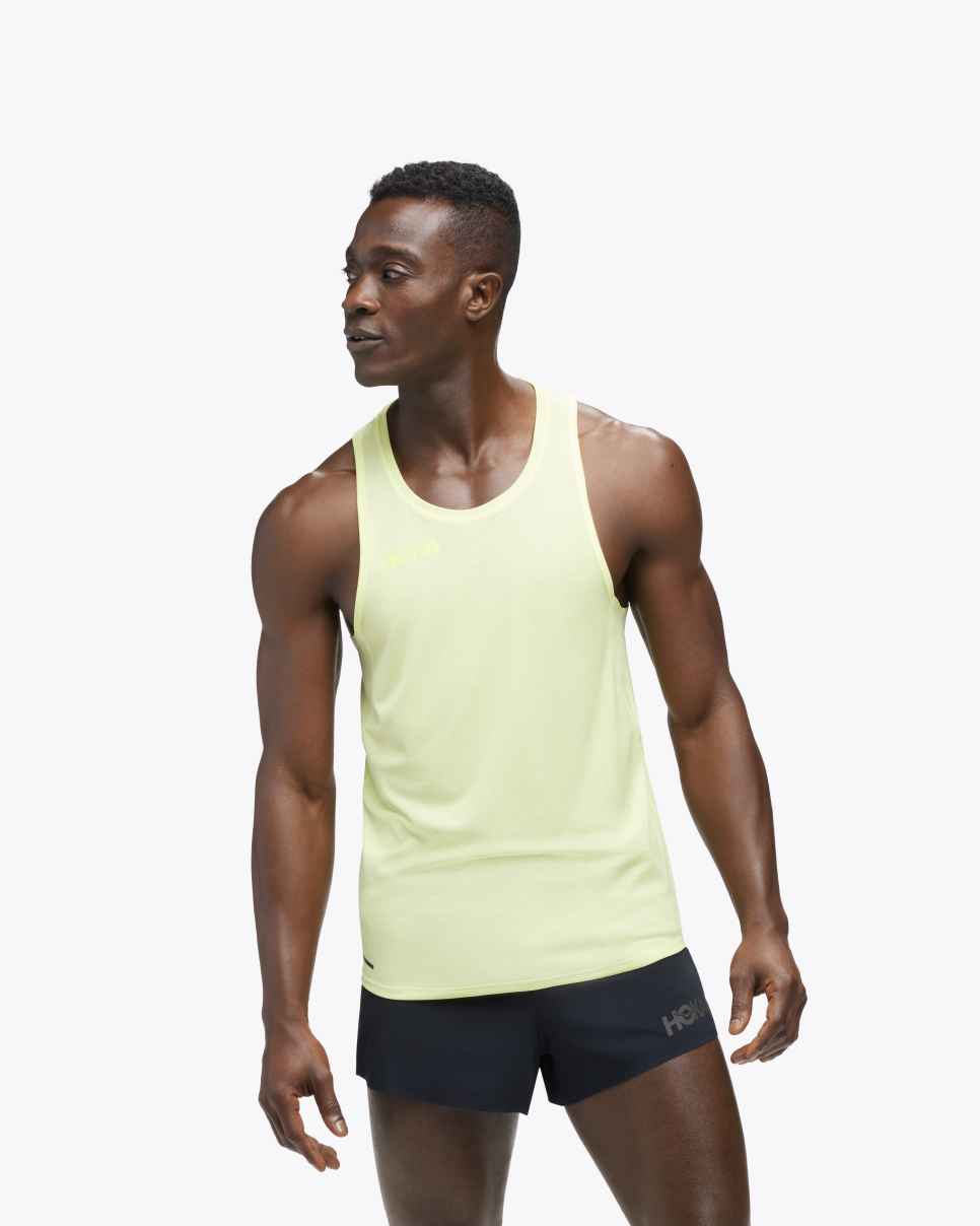 HOKA Glide singlet Citrus Glow