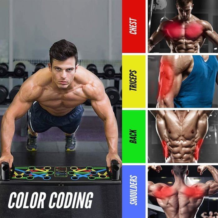 Tabla de flexiones 22 en 1 - Plegable - Entrenamiento muscular - Diseño ergonómico - Colores específicos