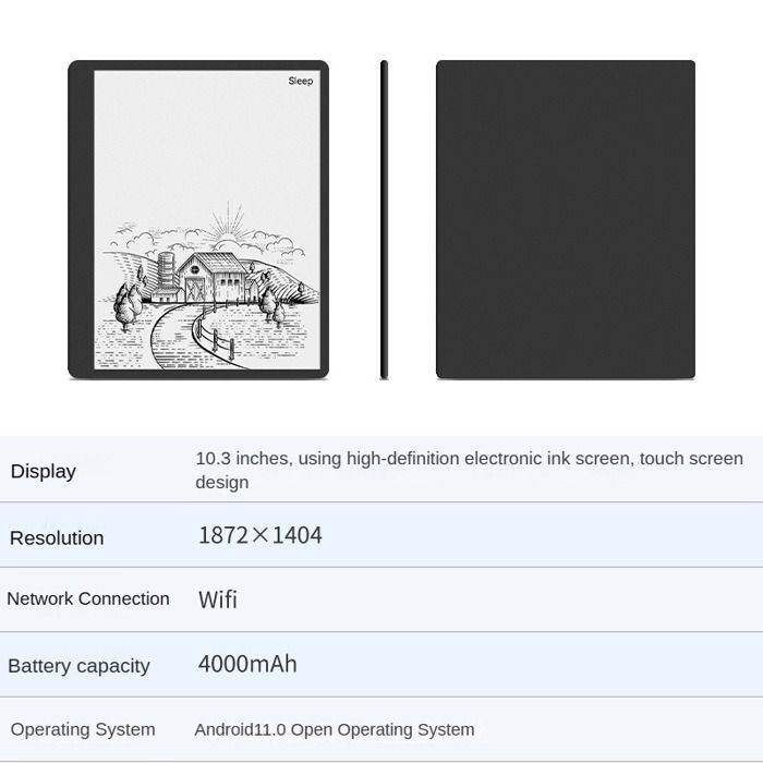 10.3-inch e-ink screen e-reader, Android 11, WiFi, Bluetooth, touchscreen E-ink tablet, digital paper, ebook reader