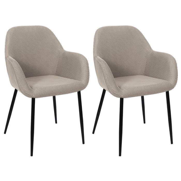 Set of 2 dining chairs in grey 3D textured mesh fabric - ELECTRON