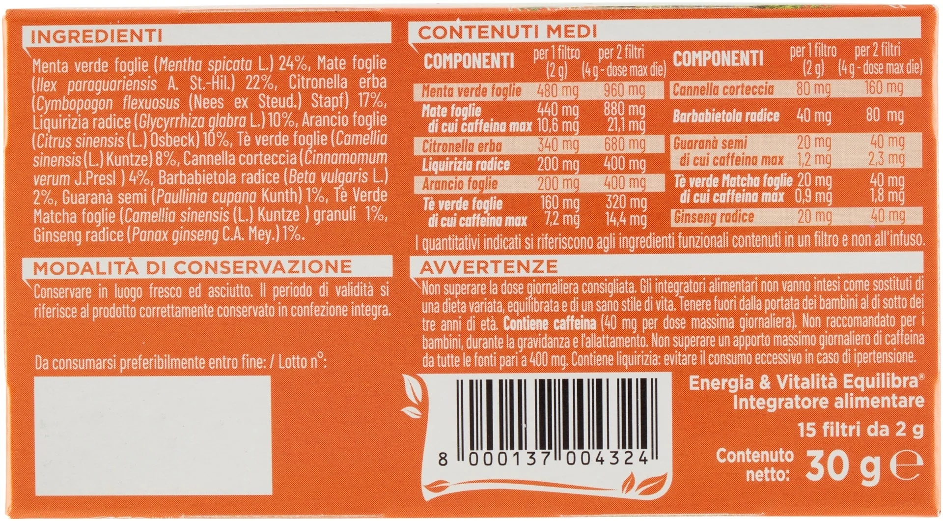 EQUILIBRA Kräutertee Equilibra Energie & Vitalität 15 Filter gegen Müdigkeit und Erschöpfung
