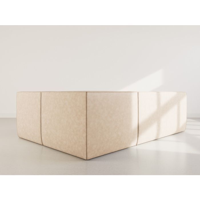 Alya - Reversible 4-seater modular corner sofa in faux leather - Beige