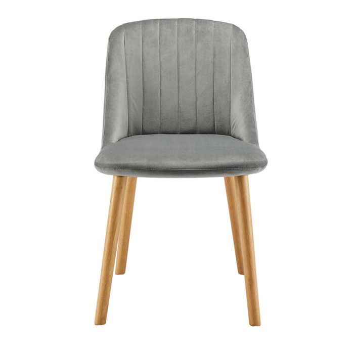 Sedie moderne Goeurvant con cuscino spesso, schienale ergonomico e gambe in legno, stile e comfort in un unico set - Grigio chiaro