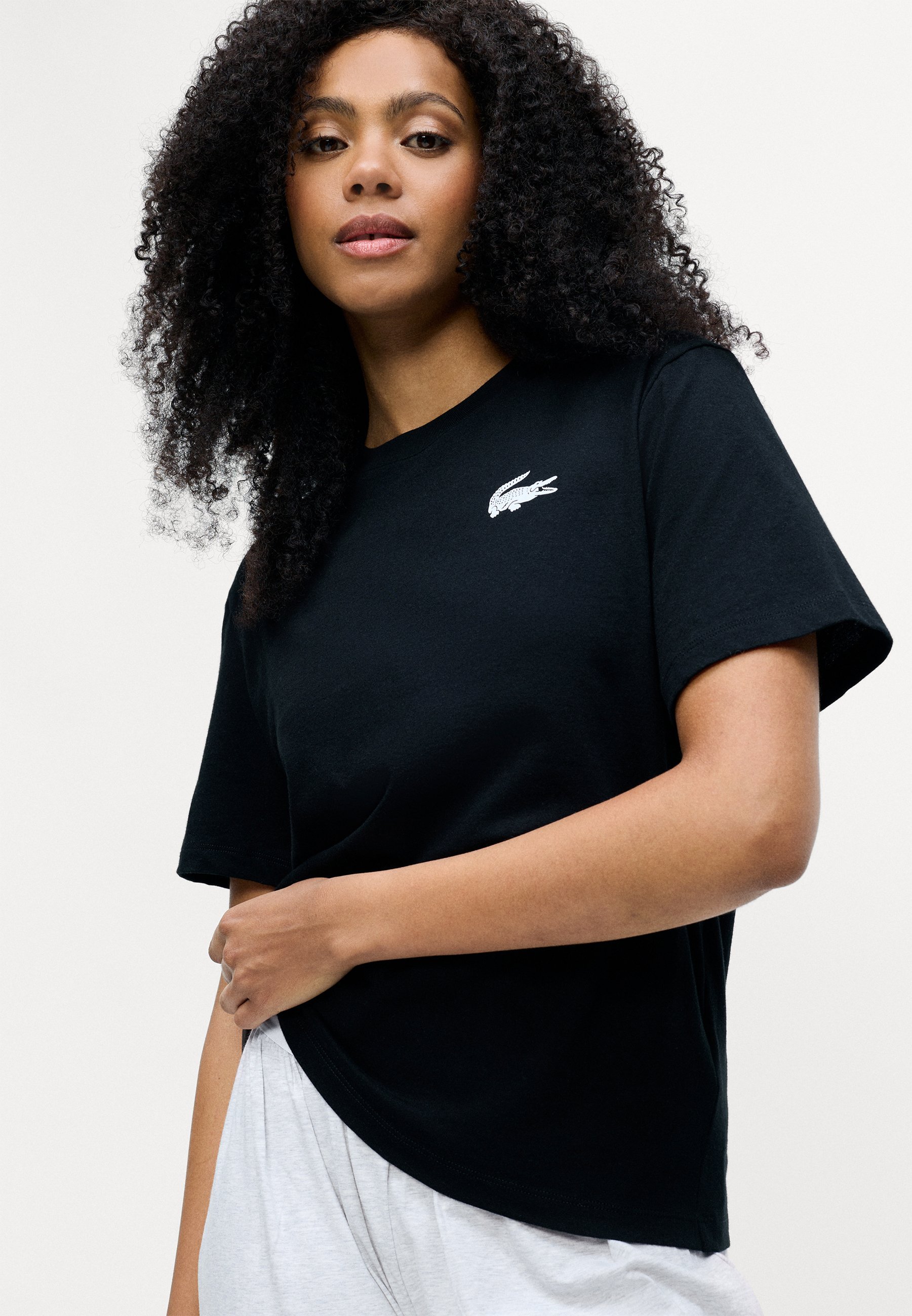 Lacoste LOUNGEWEAR - Pyjamatop - zwart/wit