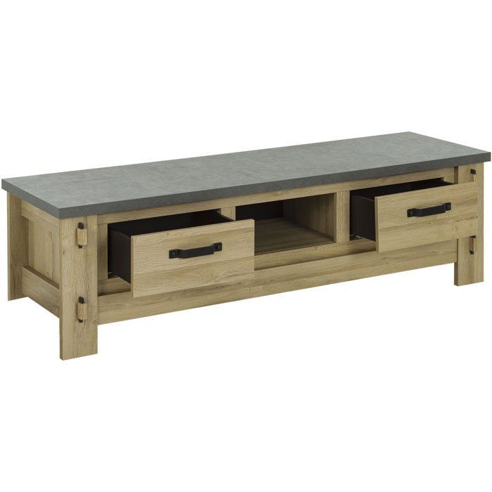 Mueble para TV BROCELIANDE – Acabado en roble claro – 172 × 50 × 49 cm – GAMI