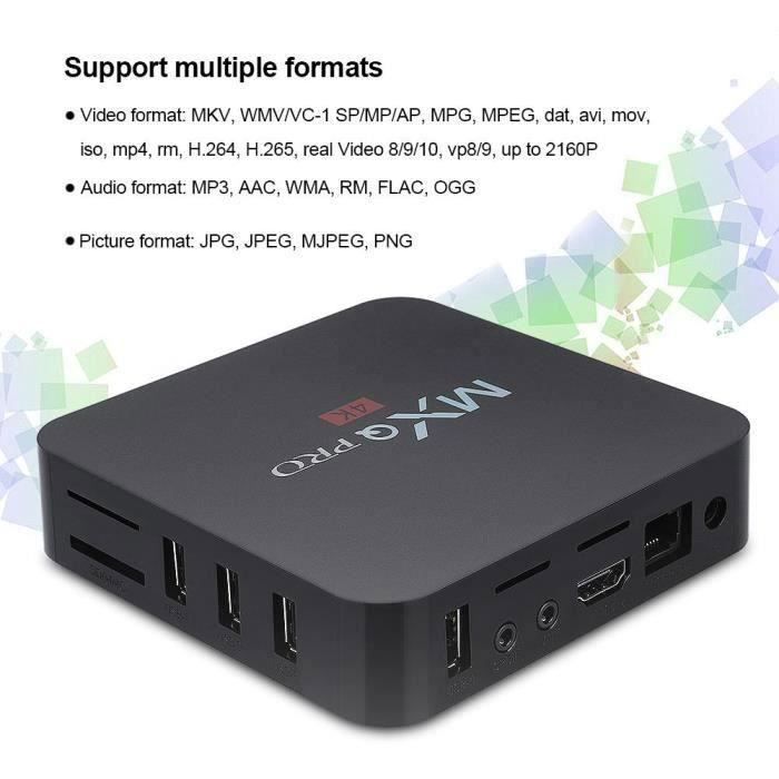 Smart TV Box WIFI TV Box Set-Top Box Lecteur multimédia HDMI pour MXQ-PRO-H3-1 + 8G 110-240V (prise UE) My16852
