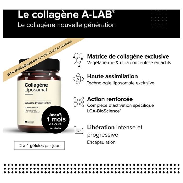 A-Lab Collagène Liposomal 300 mg Anti-Âge Hydratation Articulations Assimilation Renforcée 60 Gélules