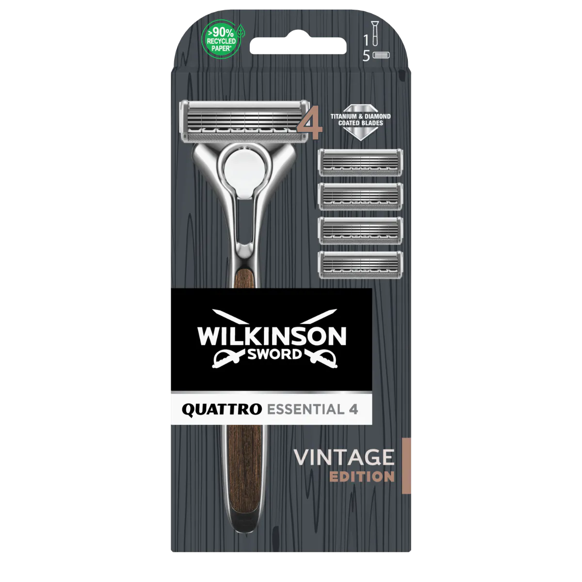 Wilkinson Quattro Titanium Vintage Clampack Maszynka do Golenia + 4 Wkłady