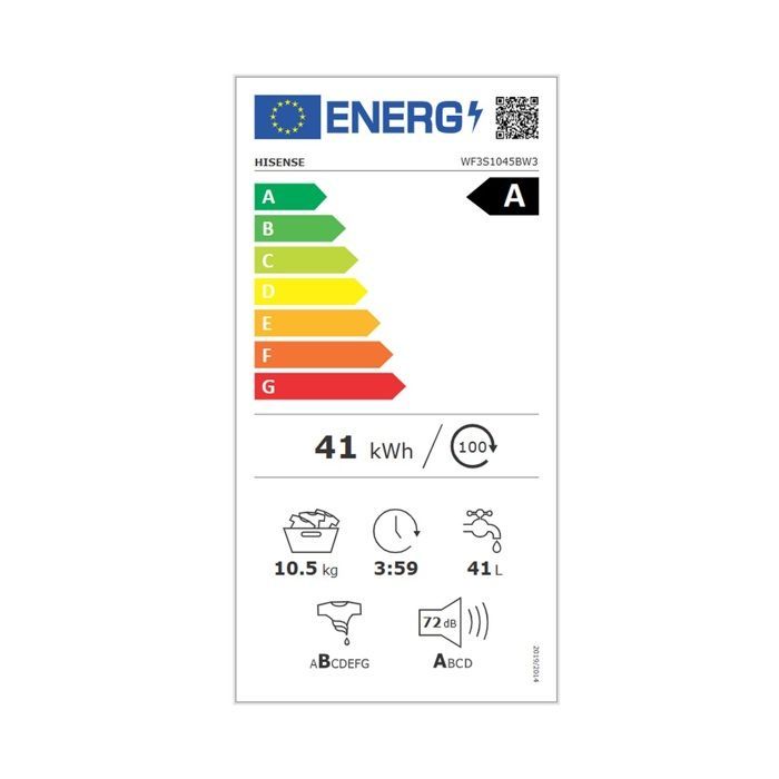 Hisense Front-Loading Washing Machine 10.5 kg 1400 rpm White WF3S1045BW3