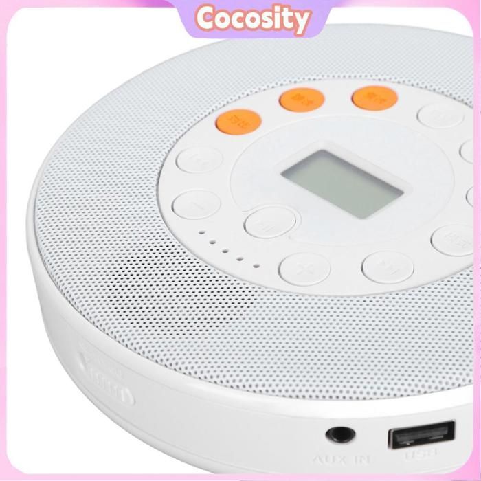 Lettore CD Cocosity con altoparlante, lettore CD portatile, lettore CD da tavolo ricaricabile da 2000 mAh per lettori video