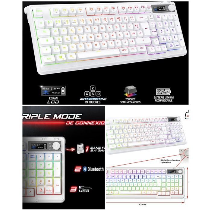 Gaming Keyboard - SPIRIT OF GAMER - K60 - Bluetooth Wireless - RGB Backlighting - 15 RGB Effects