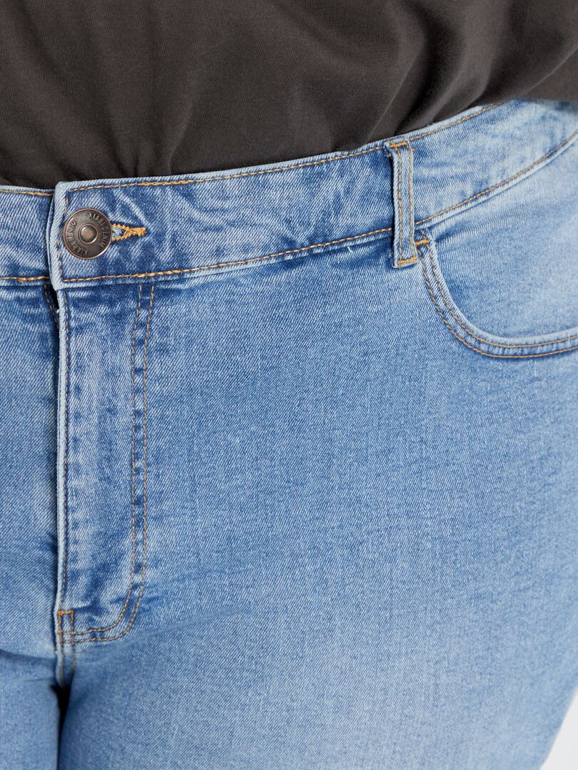 Calça jeans de corte reto em denim elástico - AZUL