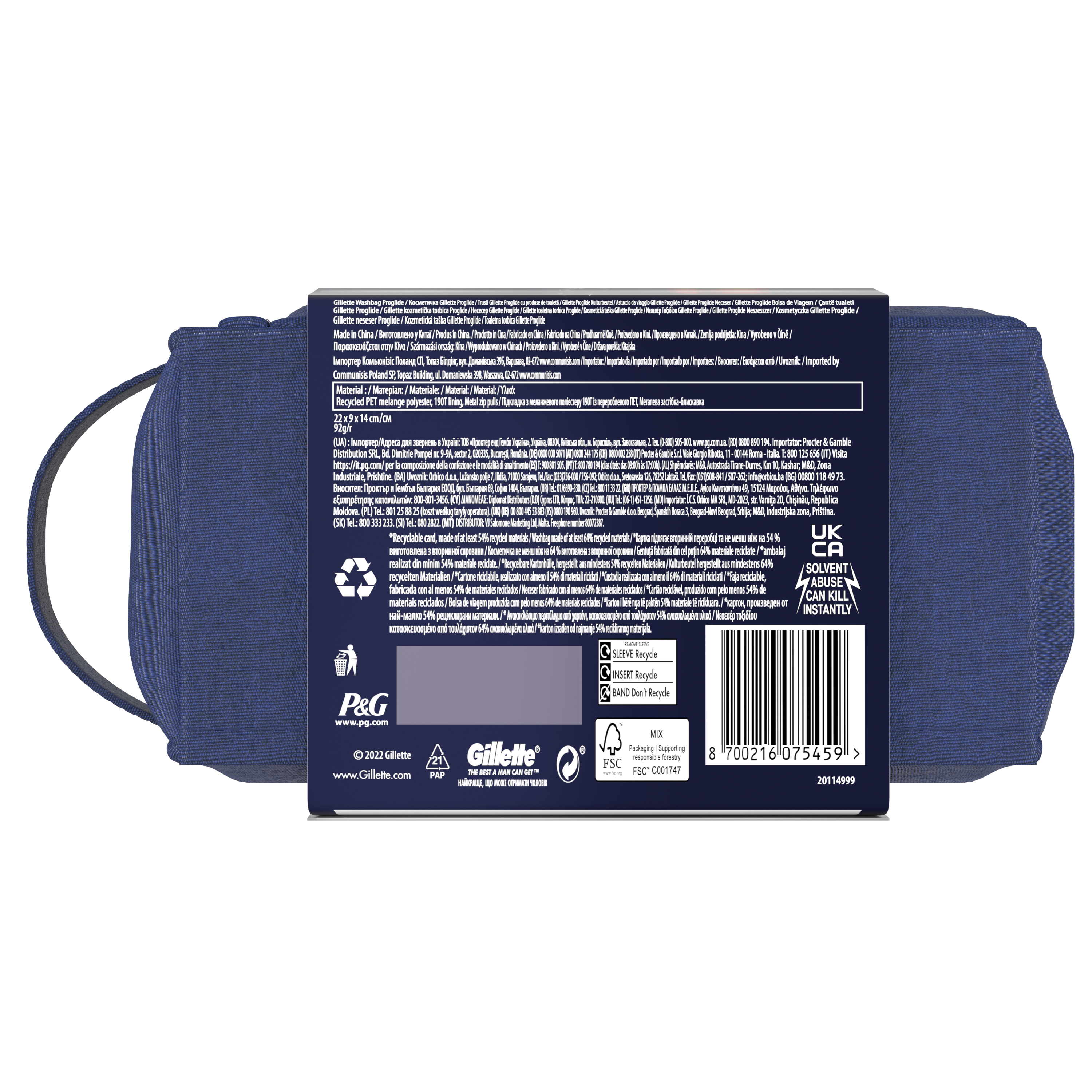 Holiace taštičky ProGlide Pack Razor 1 Gel Fusion Ultra Sensitive Holiace taštičky a sady