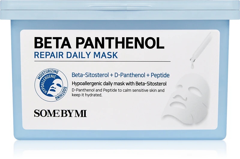 Pomirjujoča maska iz platna Some By Mi Beta Panthenol Repair Daily Mask, veliko pakiranje