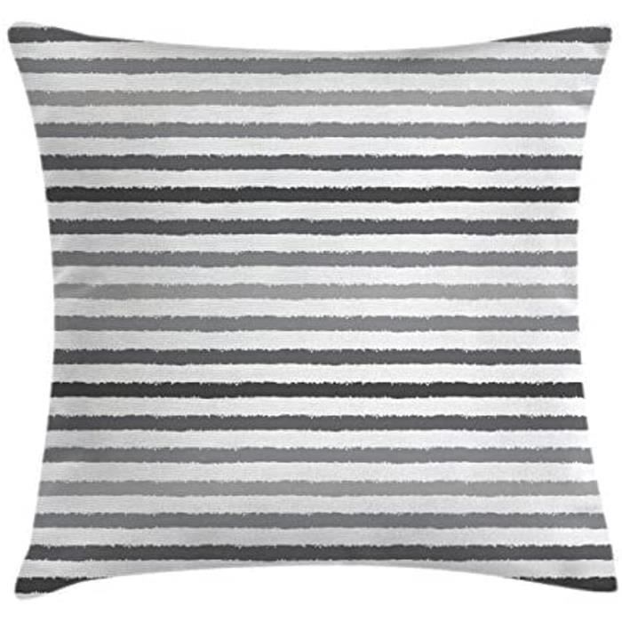 Funda de almohada - Gris - Sintética - Rayas - 50 x 75 cm