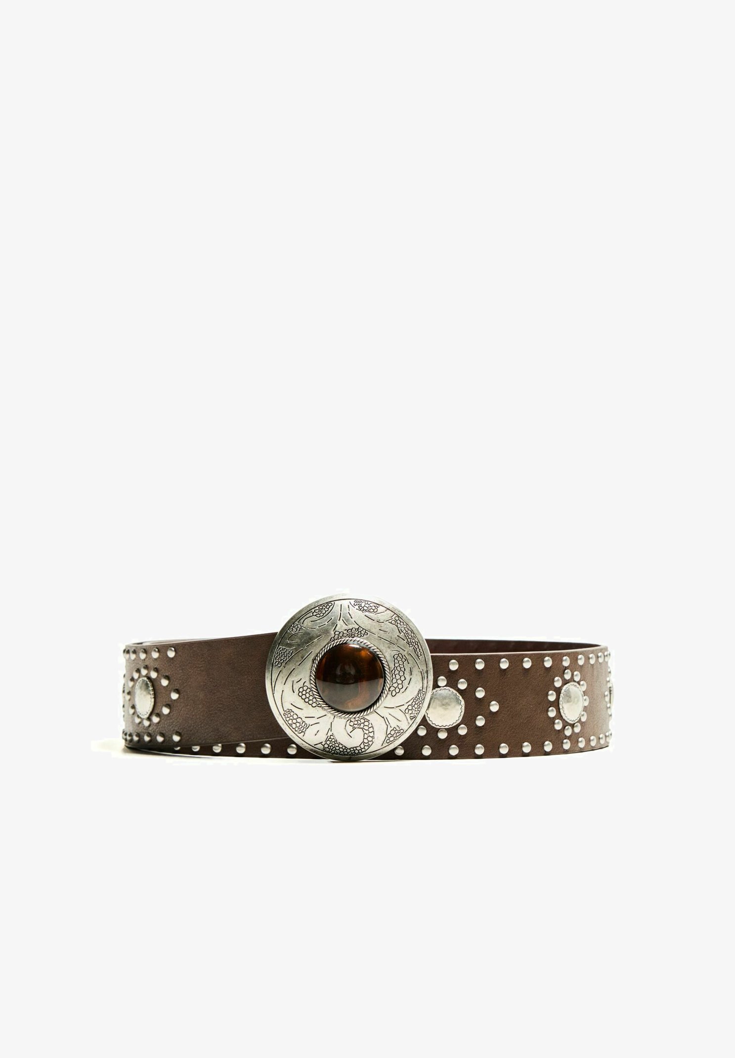 Cintura Bershka WIDE EFFECT WITH BUCKLE - marrone scuro