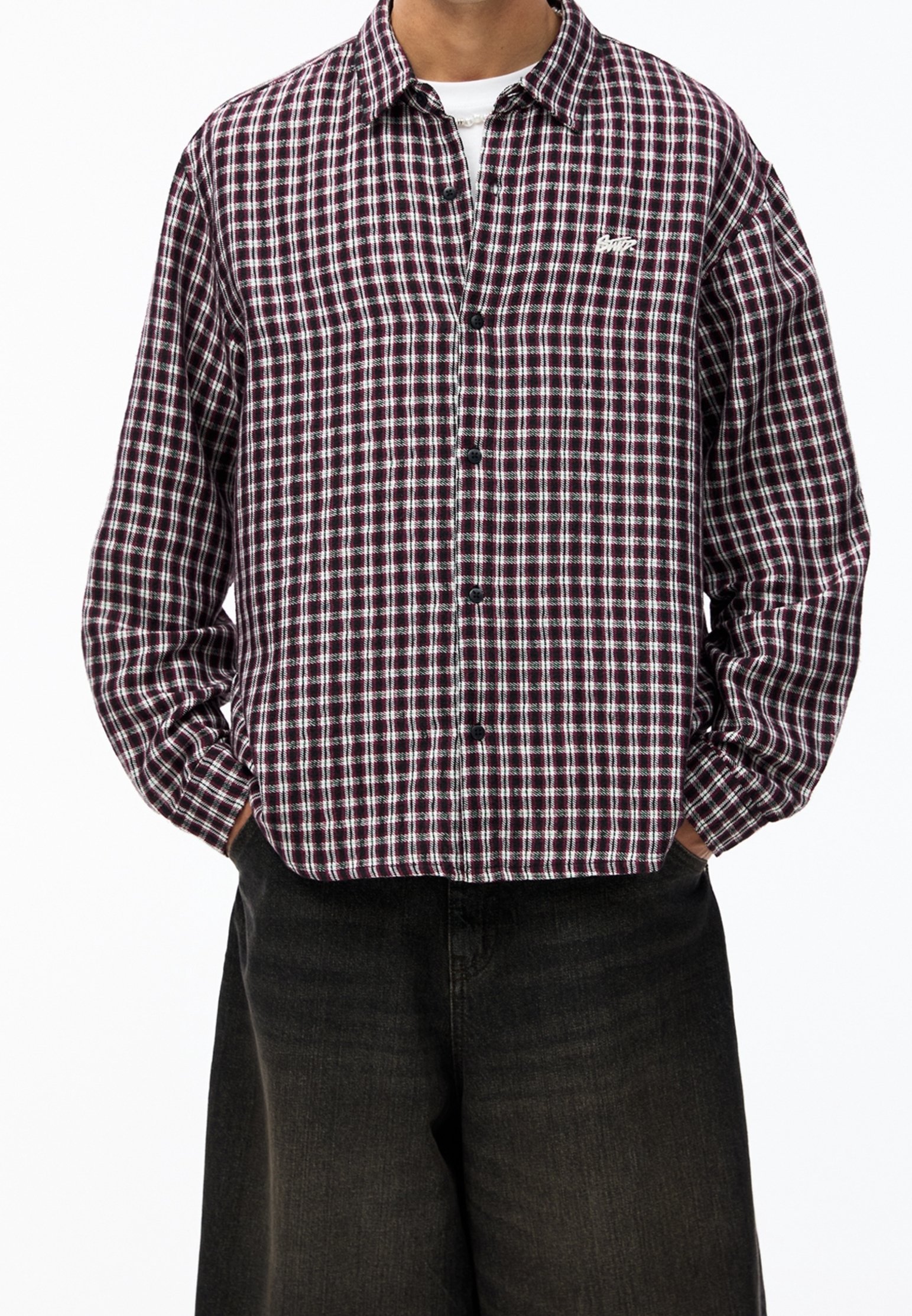 PULL&BEAR shirt - bordeaux