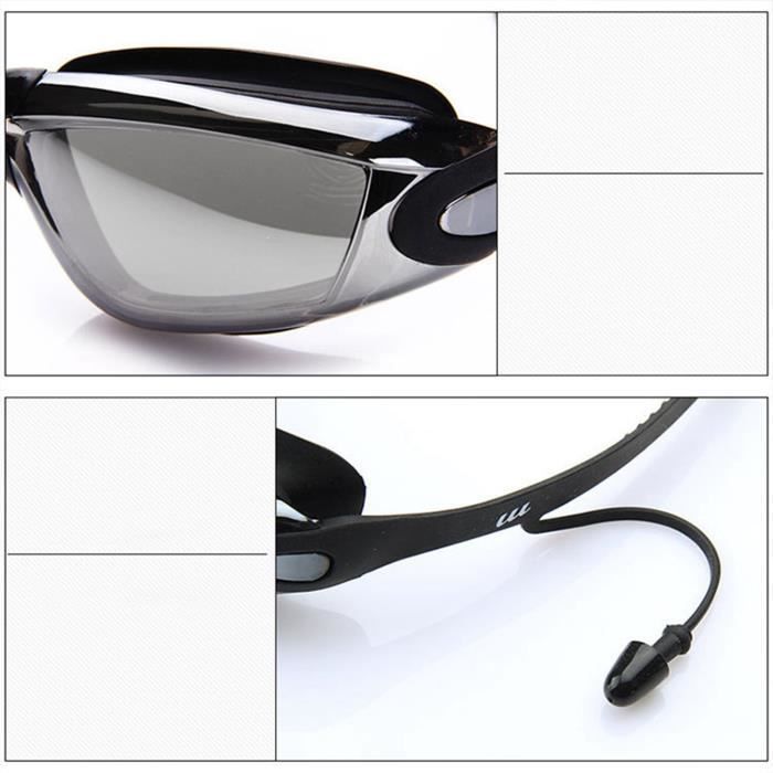 Occhialini antiappannamento, occhialini da nuoto HD, impermeabili, antiappannamento, montatura grande, per immersioni sportive, argento