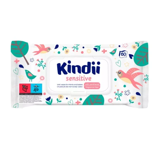 Cleanic Kindii Sensitive nawilżane chusteczki dla dzieci i niemowląt 60 sztuk