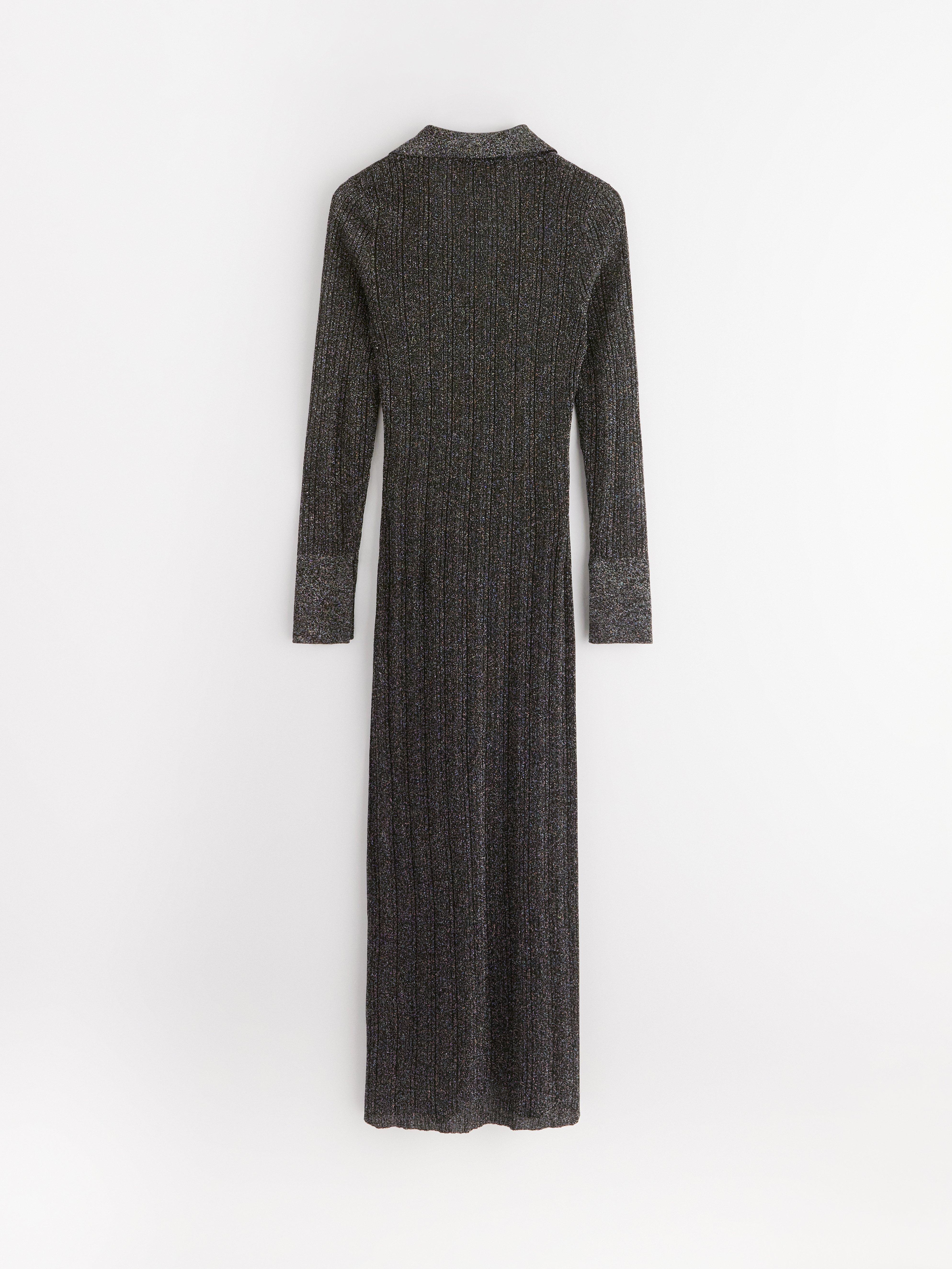 Vestido midi preto com glitter