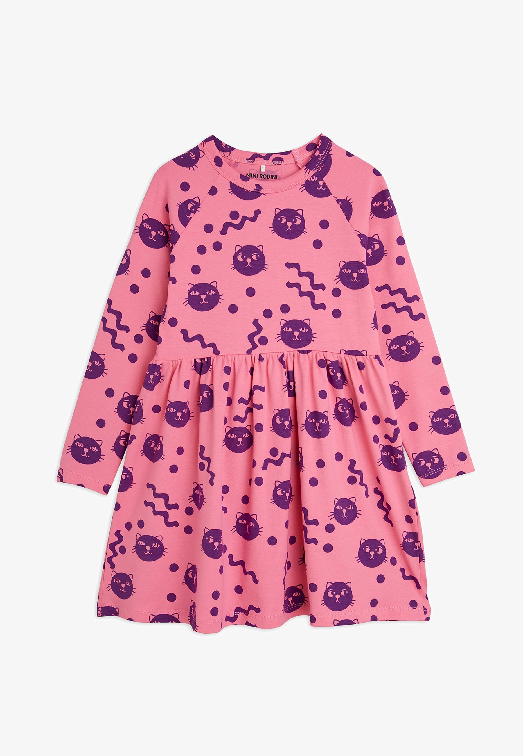 Mini Rodini Kleid mit Katzenmotiv - Jerseykleid - rosa