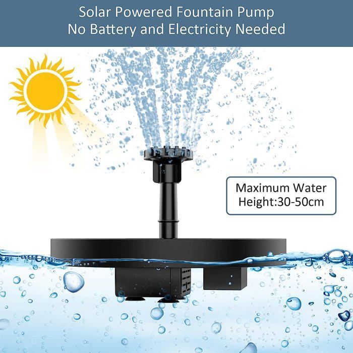 Actualización de fuente solar 2022: Bomba solar para estanque con 6 efectos, bomba de agua solar, bomba multicolor.