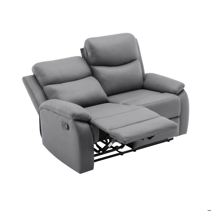 ZOLARA 3+2 Seater Manual Reclining Sofa Set in Light Grey PU Leather -