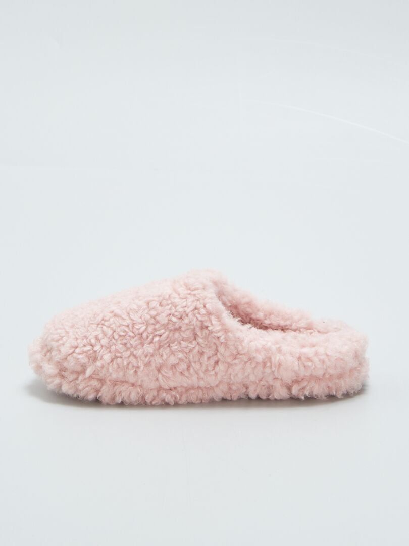Pantuflas tipo mule de sherpa - ROSA