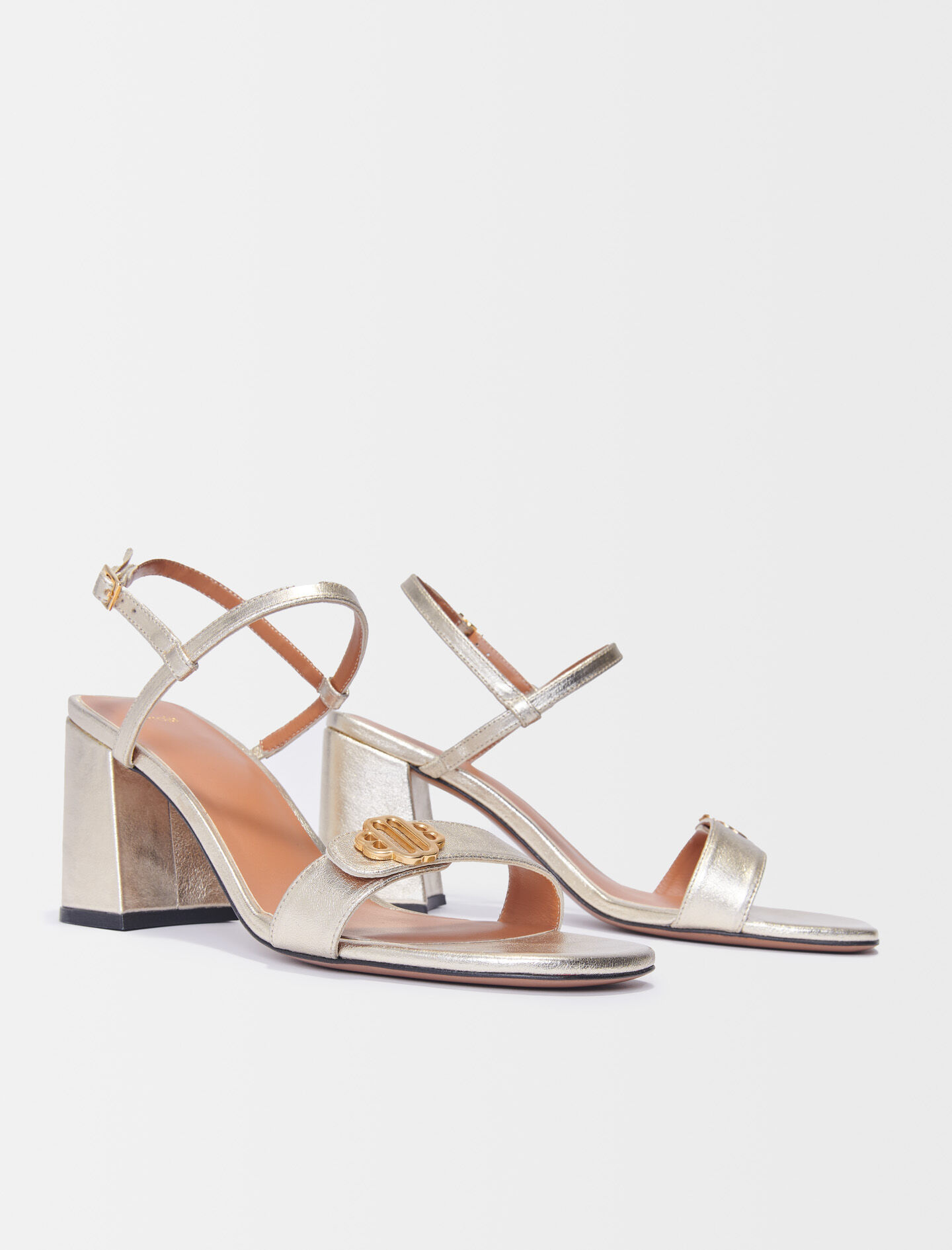 Metallic leren sandalen - of