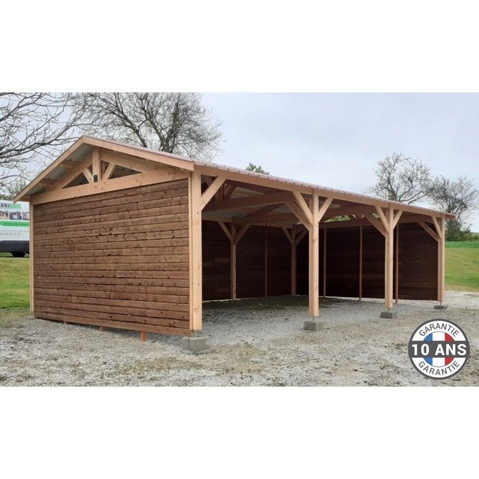 Luxury French Douglas Fir Carport 69 m² – 2 slopes – 8 posts – Outdoor shelter – 10-year warranty