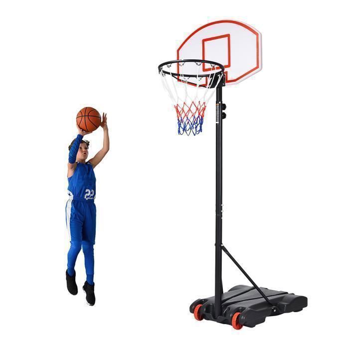 Aro de baloncesto independiente COSTWAY para niños y adultos, altura ajustable de 179 a 208 cm, para uso interior y exterior, con ruedas y 2 redes.