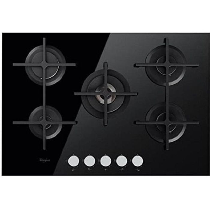 Whirlpool GOA7523/NB black glass 5-burner 75cm hob