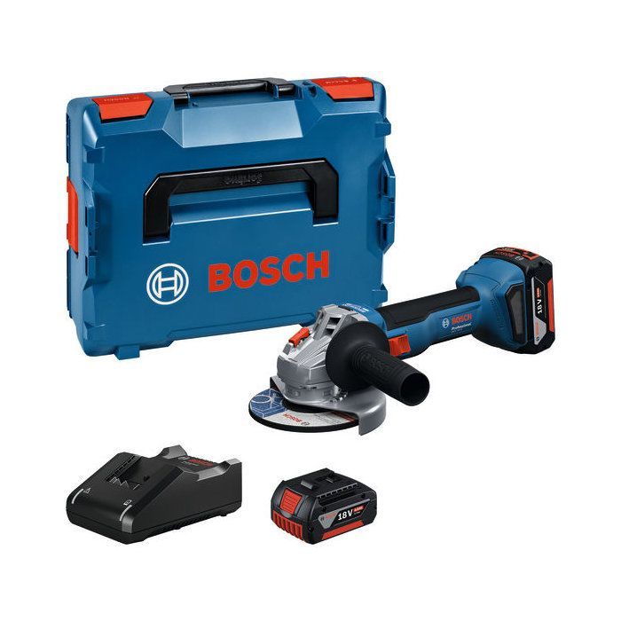 Meuleuses angulaires 125 mm - GWS 18V-8 - BOSCH - avec 2 Batteries 18V 4.0Ah - chargeur - L-Boxx - 06019N9002