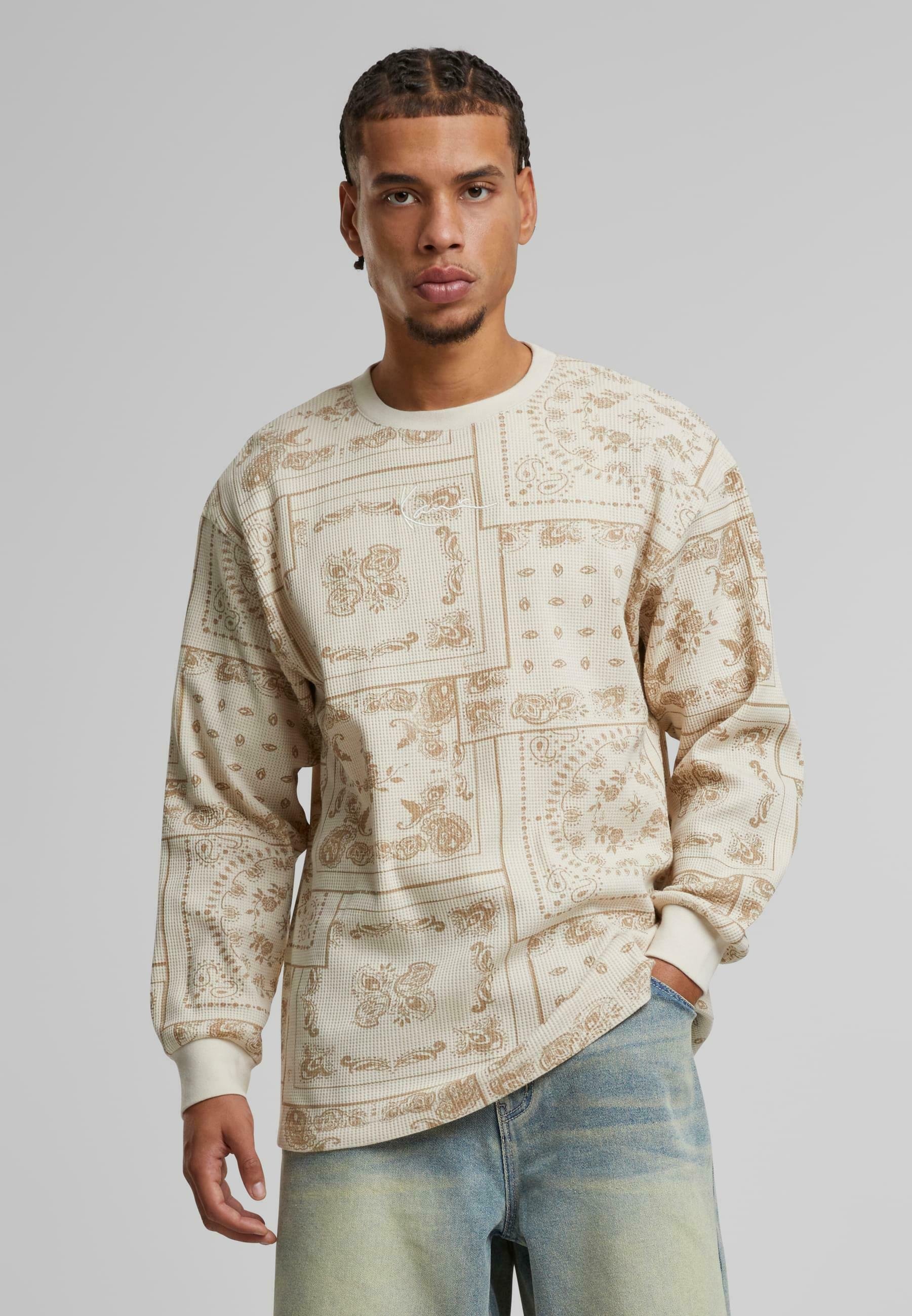 T-shirt à manches longues Karl Kani SIGNATURE PAISLEY WAFFLE - marron