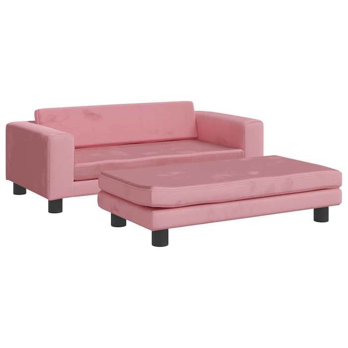 vidaXL Canapé avec repose-pied pour enfants rose 100x50x30 cm velours 3196410
