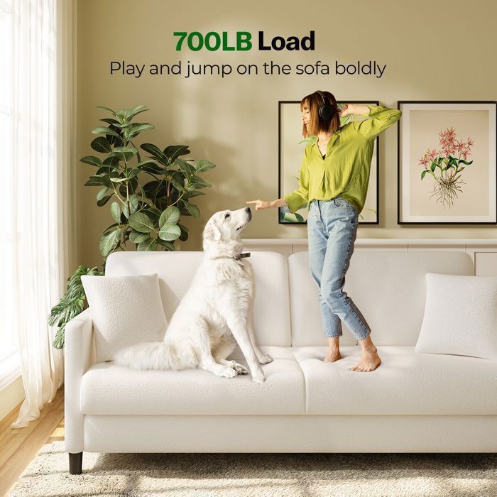 Sofá de 2 plazas de terciopelo beige estilo Teddy para salón o dormitorio, estilo escandinavo, con 2 cojines, patas de madera, 165 × 78 × 85 cm.