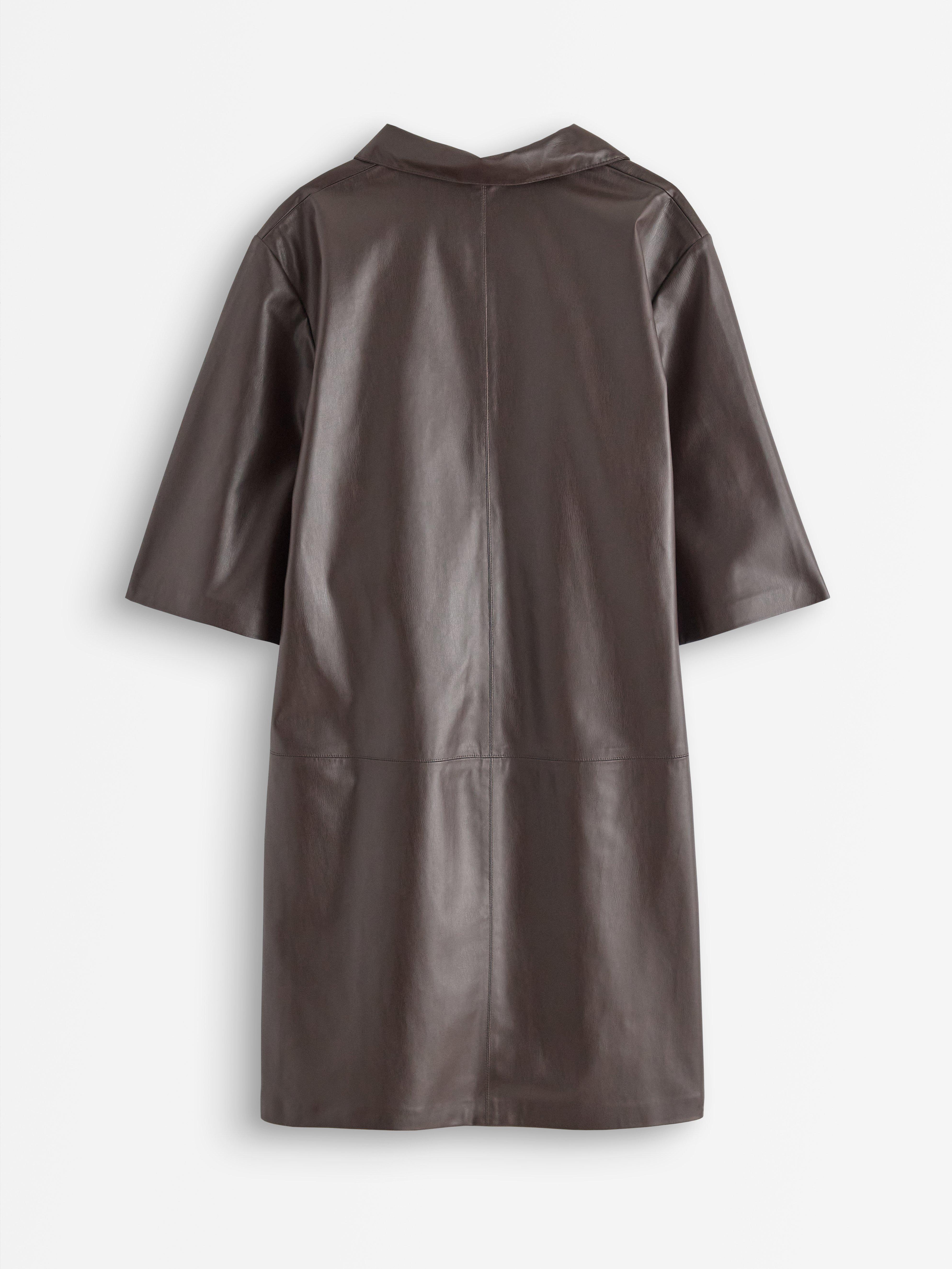 Minivestido de imitación de piel marrón oscuro
