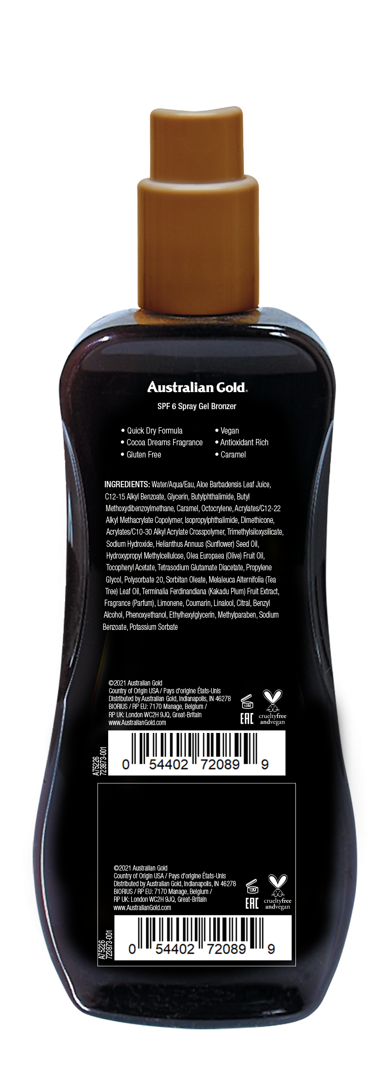 Bronzujúci gélový sprej s SPF 6 Bronzery