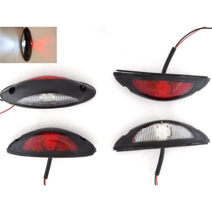 4 luces LED de posición laterales verticales de contorno de 12-24 V, rojas y blancas, para remolques, camiones, autocaravanas, caravanas y chasis LKW con certificación E.