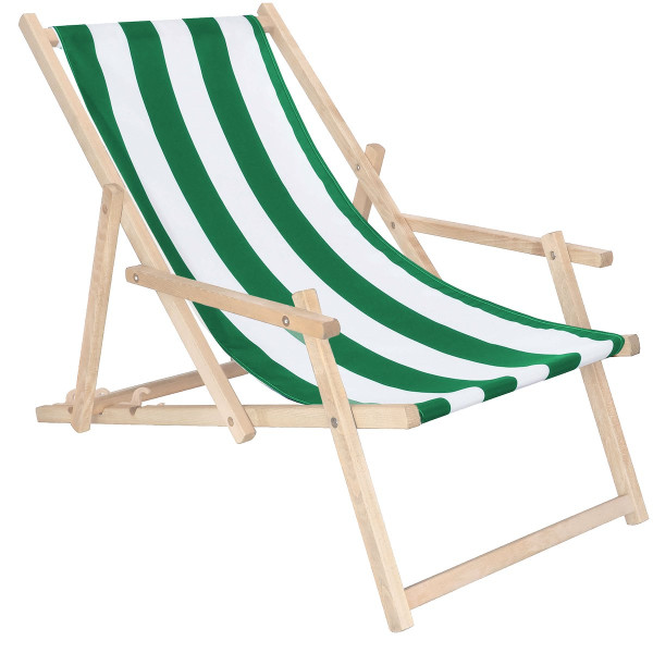 Leżak drewniany z podłokietnikami ogrodowy, plażowy
