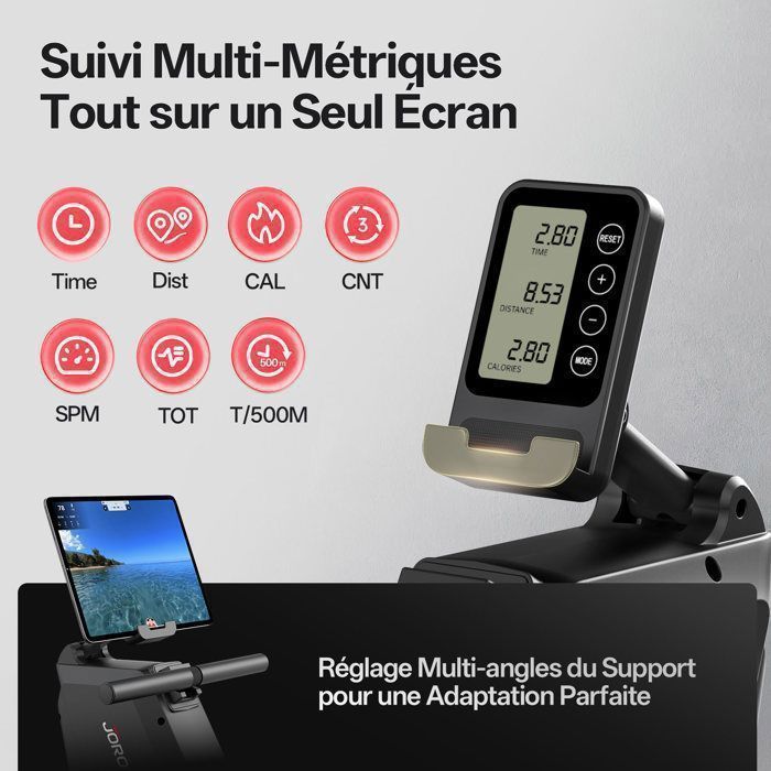 Vogatore indoor - JOROTO - JR30 - Resistenza magnetica 40 kg - Monitor Bluetooth - Carico massimo 160 kg