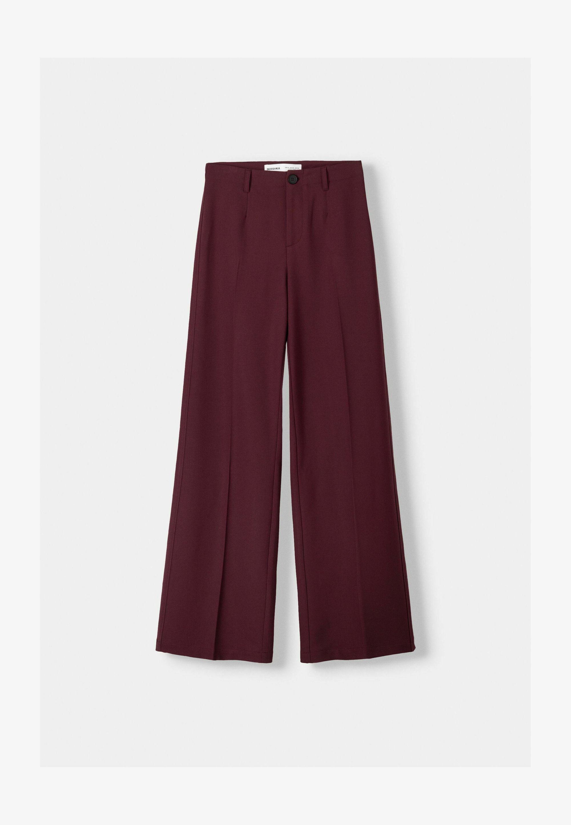 Pantalon Bershka à jambes larges et coupe ajustée - bordeaux