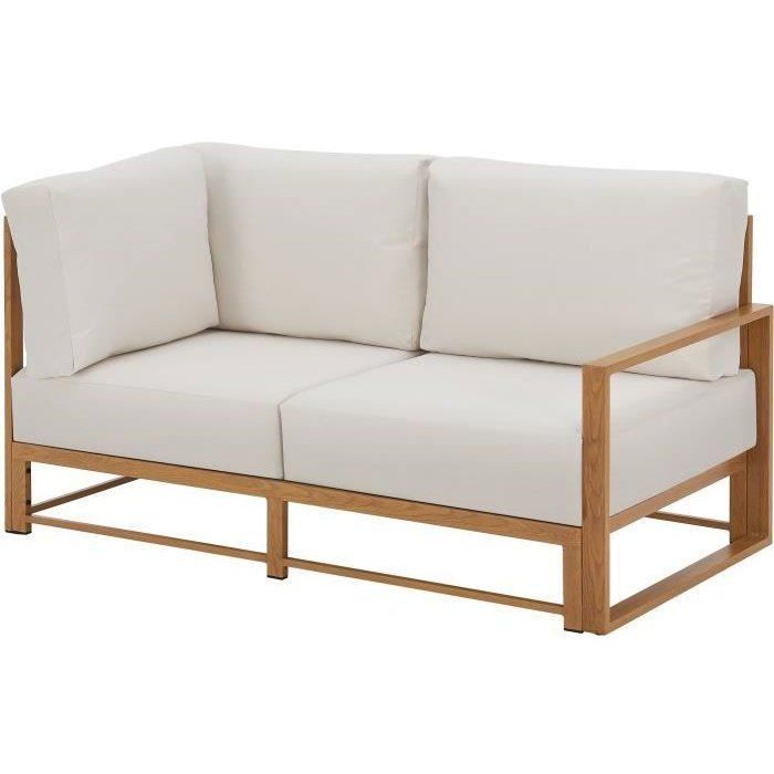 SANTA hoekbank tuinset - Aluminium met houtlook - 5 personen - Ecru