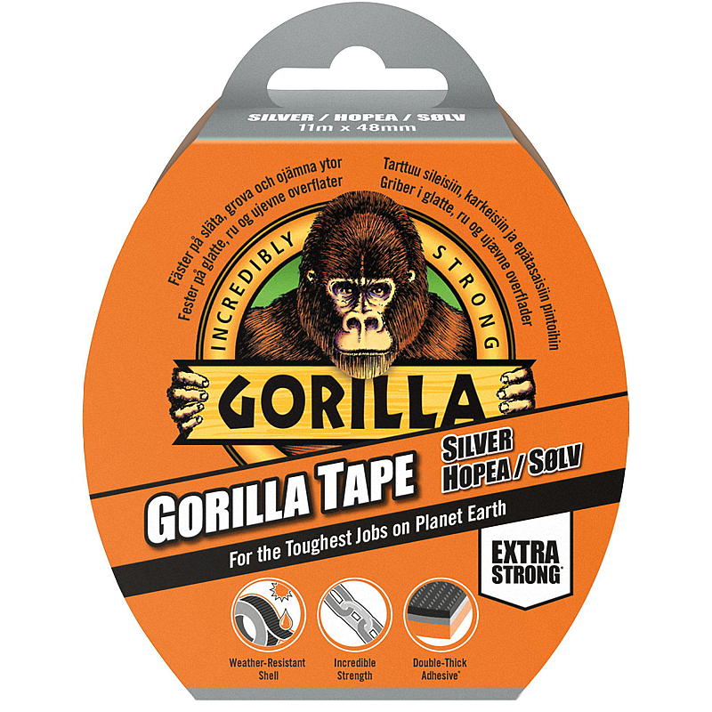 Gorilla-tejp 11 m, silver, Gorilla