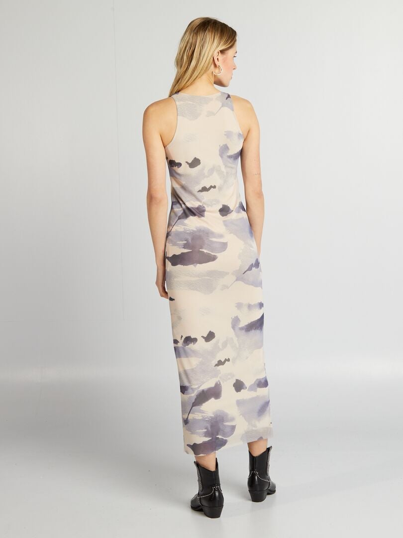 Vestido largo ajustado con estampado tie-dye - AZUL