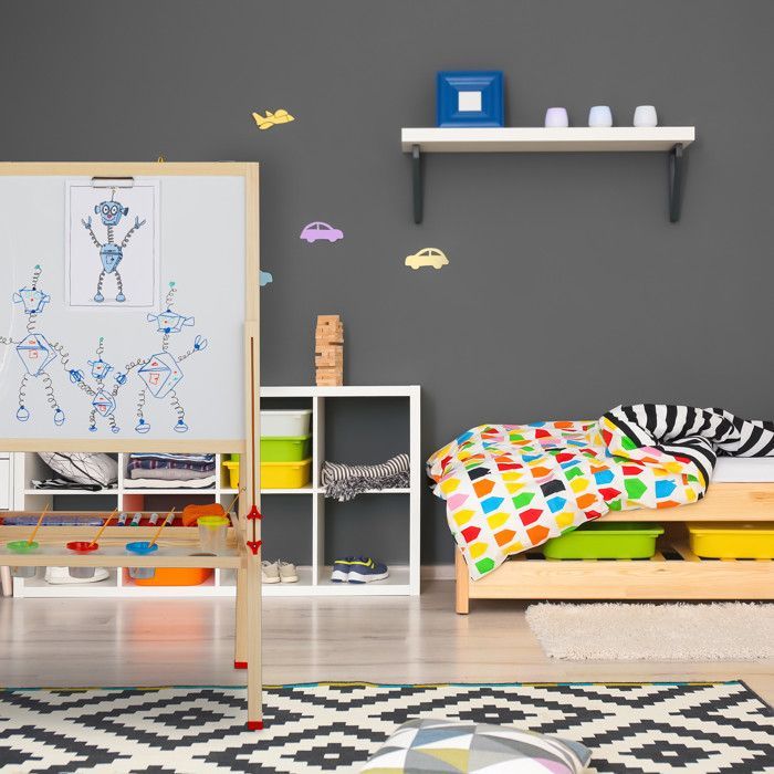 Relaxdays Kinderschildersezel met verstelbare hoogte en magneet, gemaakt van hout, wit met krijtbord, 122-160 x 65 x 69 cm, naturel