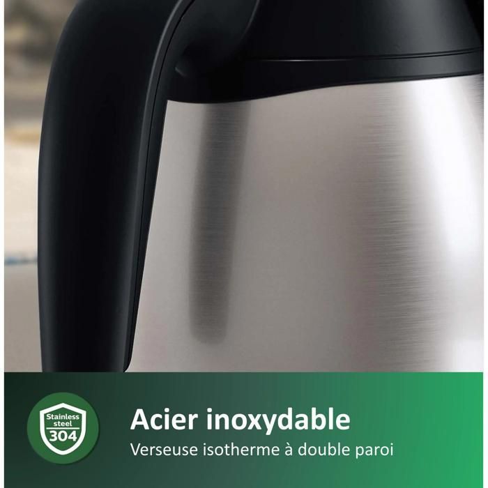 Cafetire  filtre Philips HD754620 - 1,2L, 15 tasses, jauge thermique, arrt automatique - Mtal noir