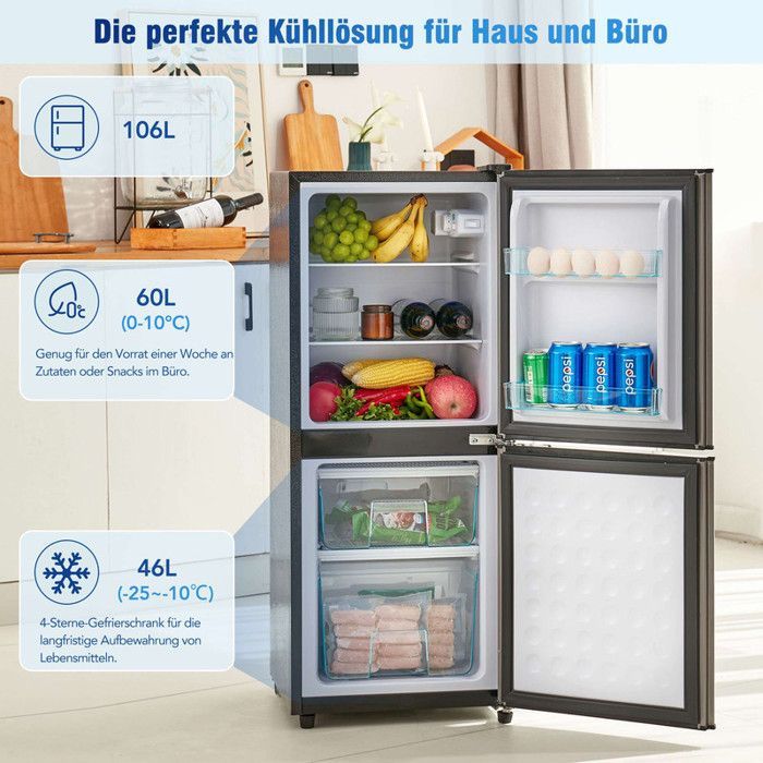 Fridge Freezer - JAERLIUB - 106L - Energy Saving - LED Lighting - 7 Temperature Settings
